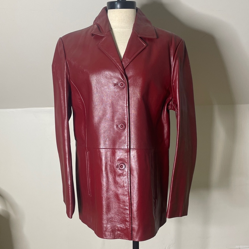 Excelled Red Leather Blazer Jacket Large